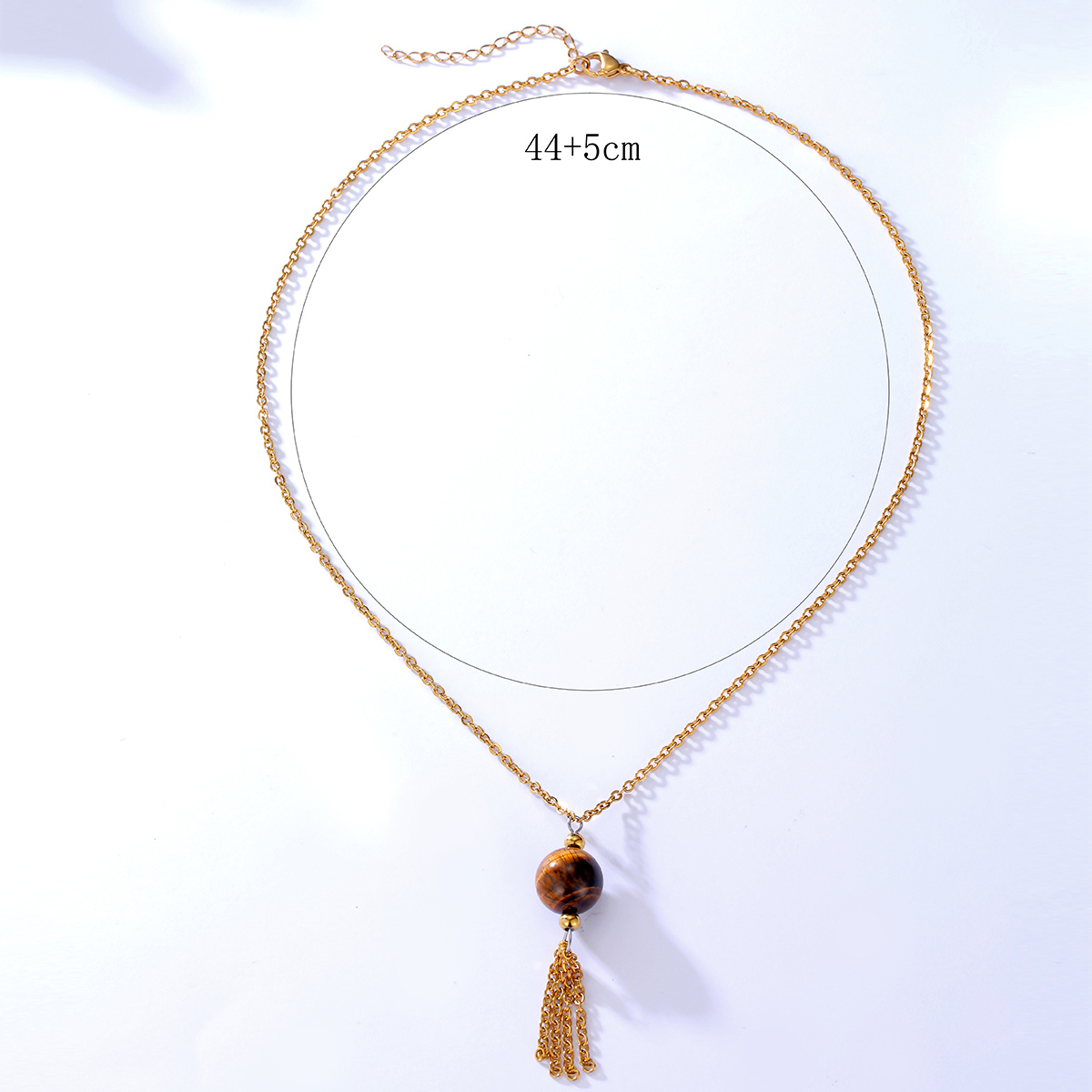 European And American New Fashion Temperament Wild Simple Atmosphere Clavicle Chain Accessories Brown Tiger Eye Stone Pendant Tassel Necklace display picture 3