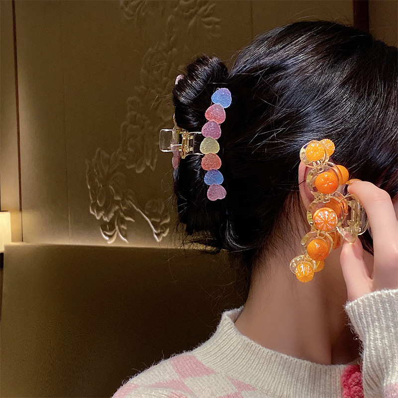 Early Spring Candy-colored Shark Clip Orange Clip Large Hairpin Female Back Head Resin Net Red Clip Head Jewelry display picture 2