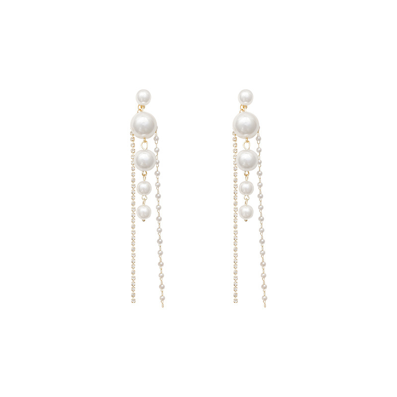 Ultra-long Exaggerated Pearl Air Flow Su Earrings Women&#39;s 2022 New Trendy Earrings High-quality Net Red Light Luxury Earrings display picture 5