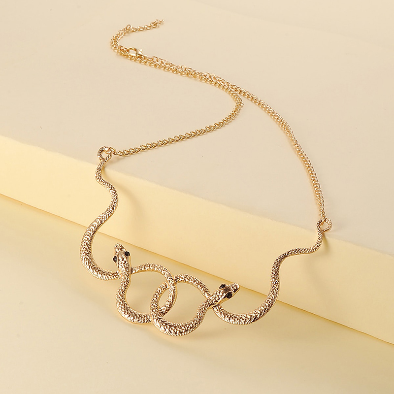 Fashion Simple Double Snake Pendant Necklace display picture 2