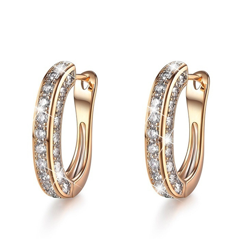 Fashion Geometric Alloy Artificial Diamond Hoop Earrings display picture 1