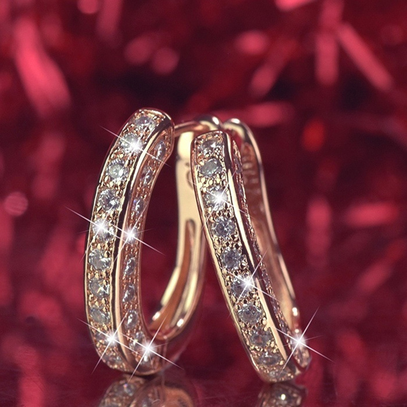 Fashion Geometric Alloy Artificial Diamond Hoop Earrings display picture 3