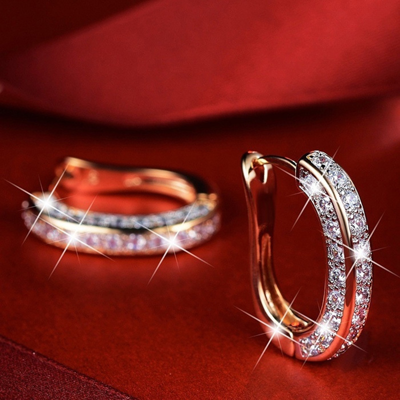 Fashion Geometric Alloy Artificial Diamond Hoop Earrings display picture 5