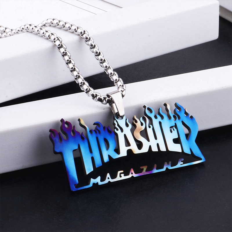 European And American Street Hiphop Hip-hop Pendant Thrasher Colorful Necklace display picture 2