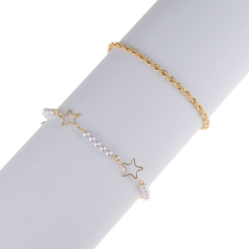 European And American Cross-border New Pearl Empty Five-pointed Star Two-piece Bracelet display picture 10