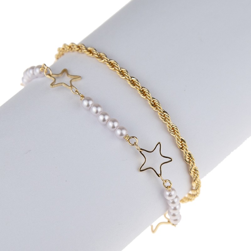 European And American Cross-border New Pearl Empty Five-pointed Star Two-piece Bracelet display picture 11