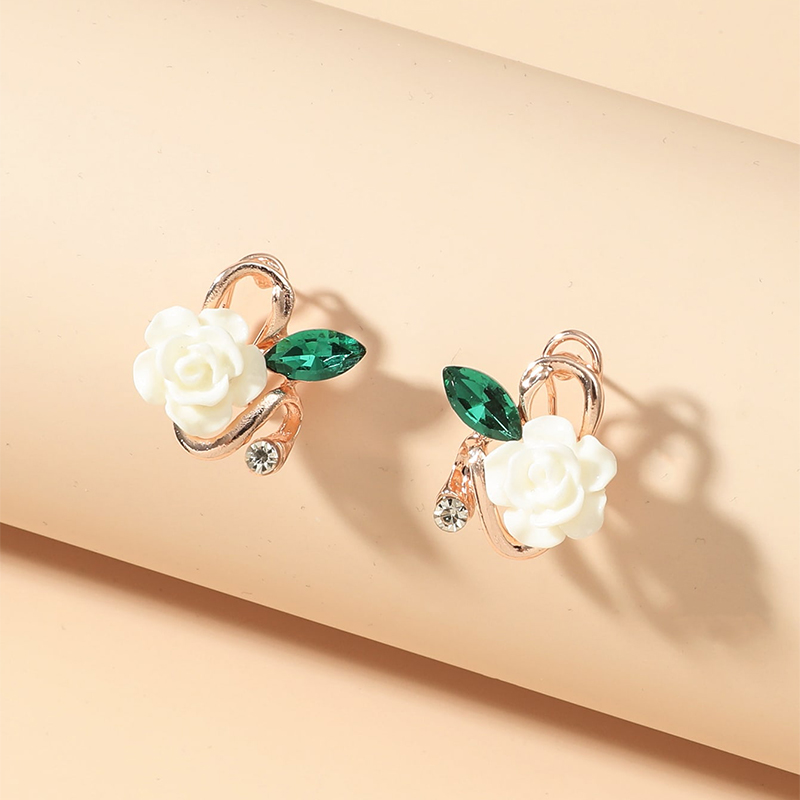 Fashion Jewelry Rhinestone Rose Stud Earrings display picture 1
