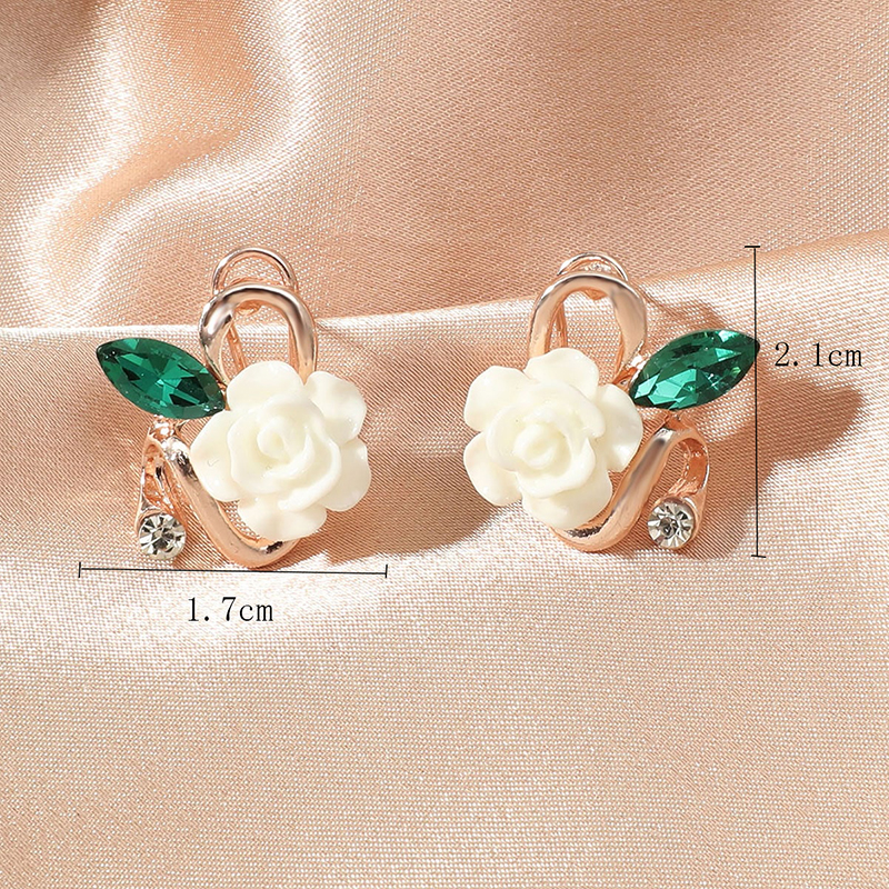 Fashion Jewelry Rhinestone Rose Stud Earrings display picture 4