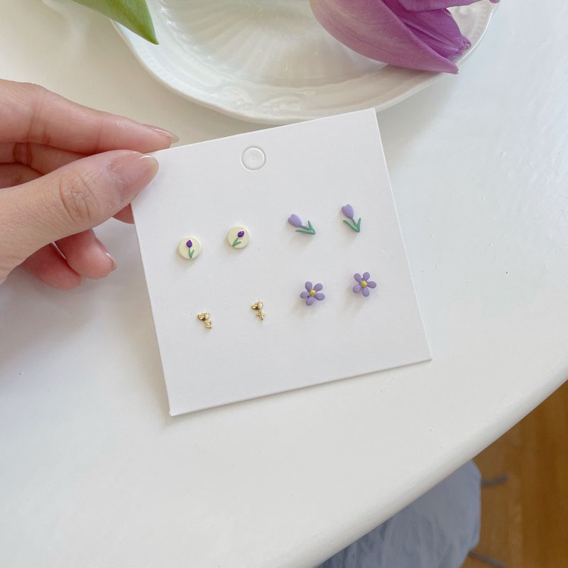Early Spring Tulip Earrings Set Niche Design 2022 New Trendy Ins Style Student Mini Earrings Female display picture 3