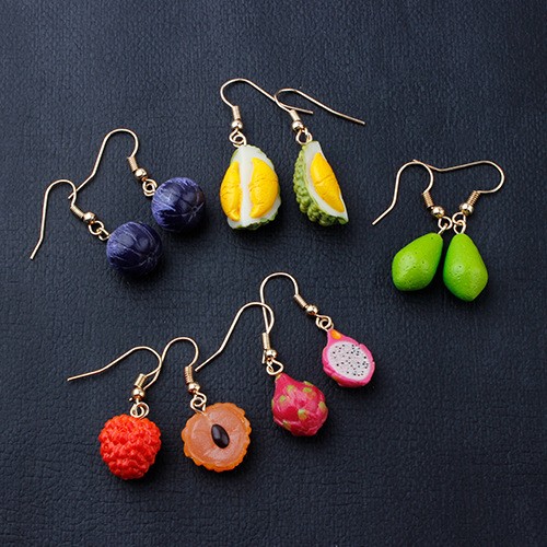 New South Korea Dongdaemun Personality Cute Fruit Earrings Women's Ear Hook Earrings Asymmetric Earrings display picture 1