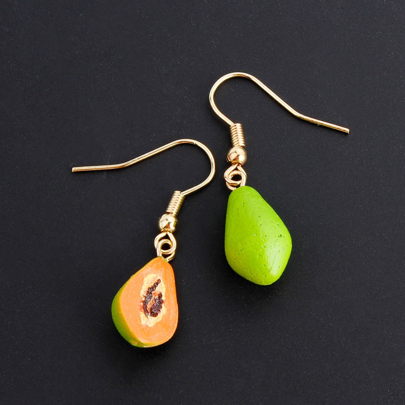 New South Korea Dongdaemun Personality Cute Fruit Earrings Women's Ear Hook Earrings Asymmetric Earrings display picture 5