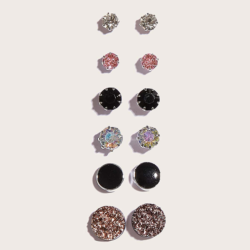 Fashion Jewelry 6 Pairs Crystal Stud Earrings Set display picture 1