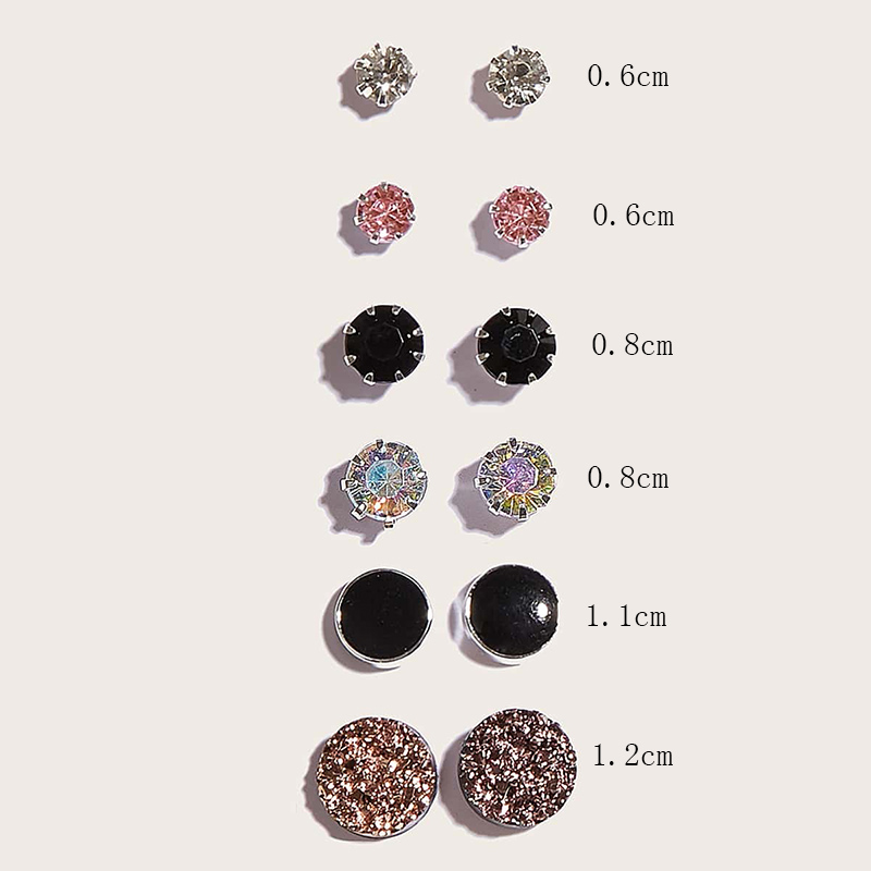 Fashion Jewelry 6 Pairs Crystal Stud Earrings Set display picture 4