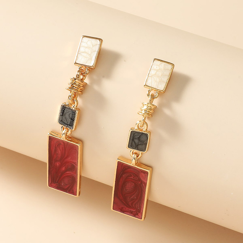 Fashion Jewelry Geometric Square Oil Drop Stud Earrings display picture 1