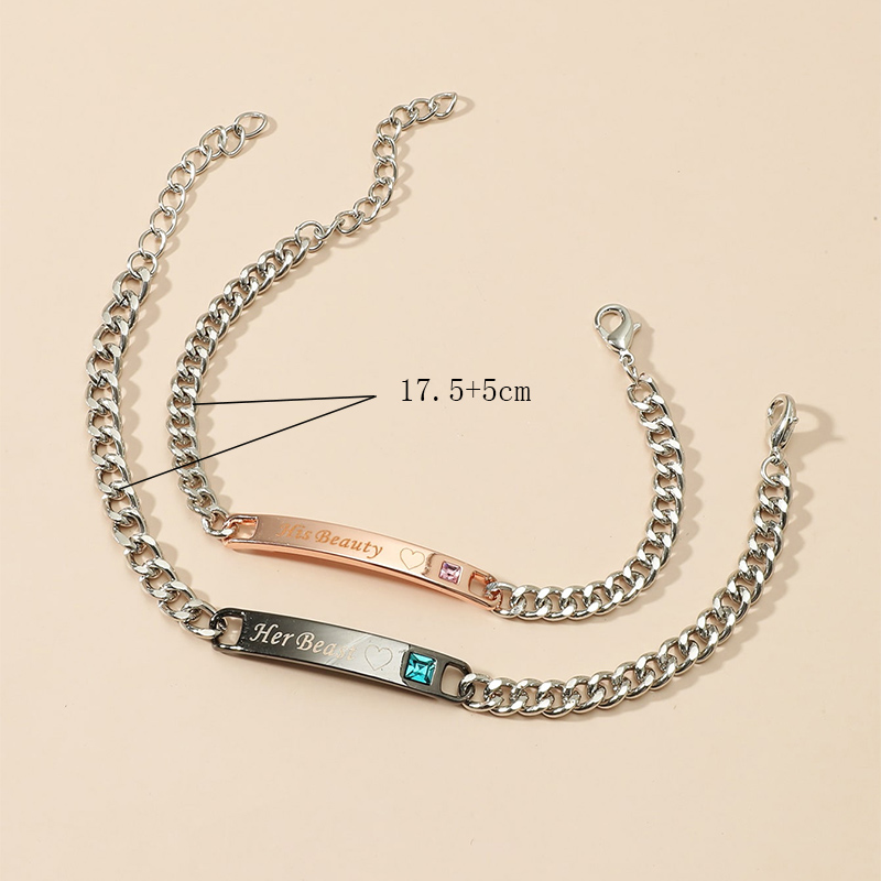 Conjunto De Pulsera De Corazón De Belleza Con Letras De Su Bestia Y Joyería De Moda display picture 4