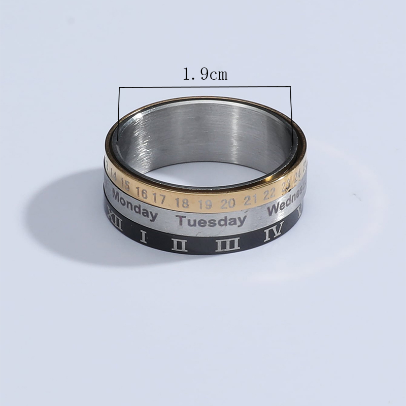Fashion Jewelry Stainless Steel Turning Day Date Ring display picture 3
