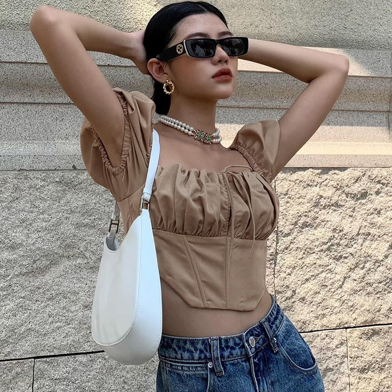 Women's New Fashion Stitching Casual Backless Zipper Short Sleeve T-shirt Top Women display picture 3