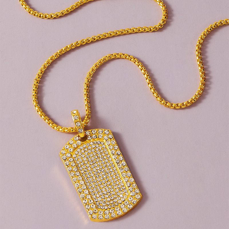 Fashion Jewelry Geometric Luxury Full Diamond Rhinestone Square Necklace display picture 3