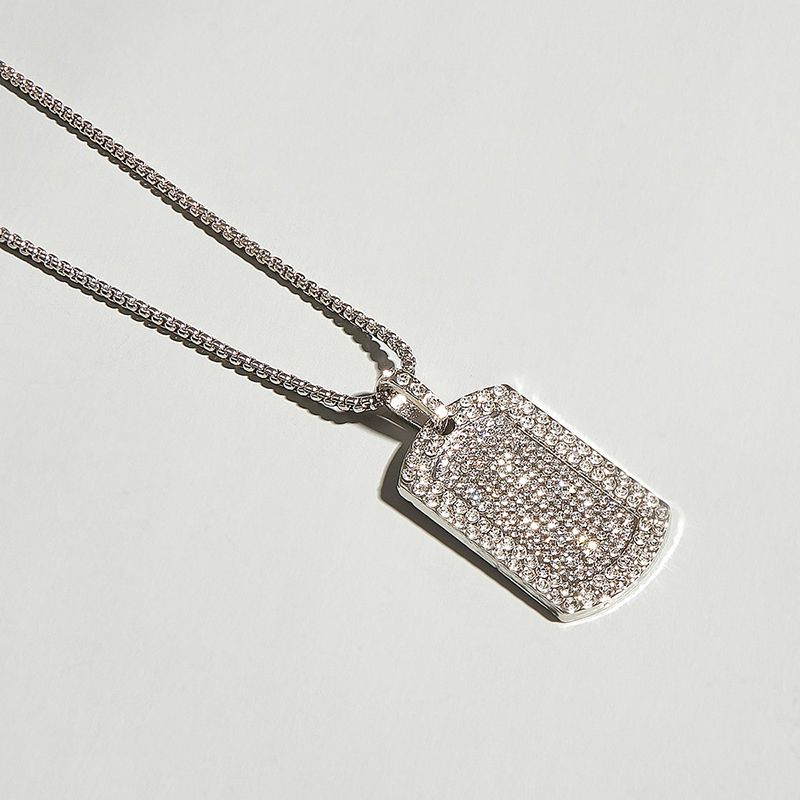 Fashion Jewelry Geometric Luxury Full Diamond Rhinestone Square Necklace display picture 5