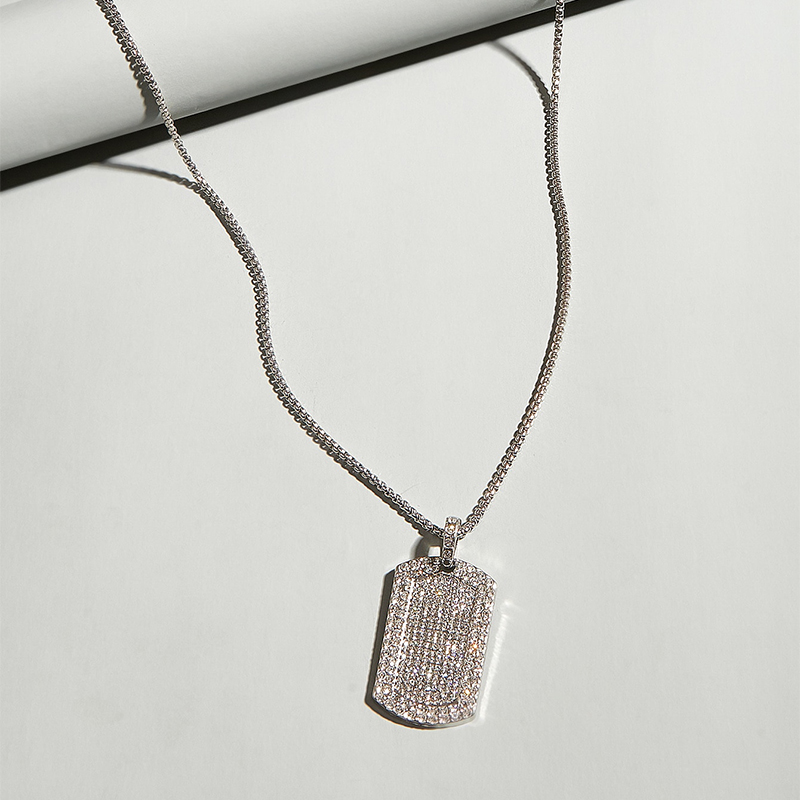 Fashion Jewelry Geometric Luxury Full Diamond Rhinestone Square Necklace display picture 6