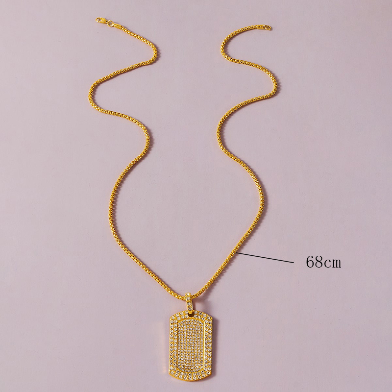 Fashion Jewelry Geometric Luxury Full Diamond Rhinestone Square Necklace display picture 8