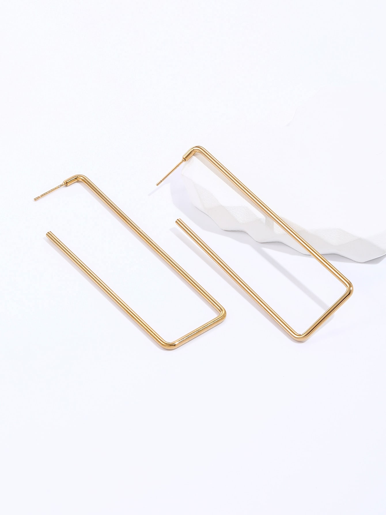 1 Piece Fashion Rectangle Plating 201 Stainless Steel 18K Gold Plated Earrings display picture 2