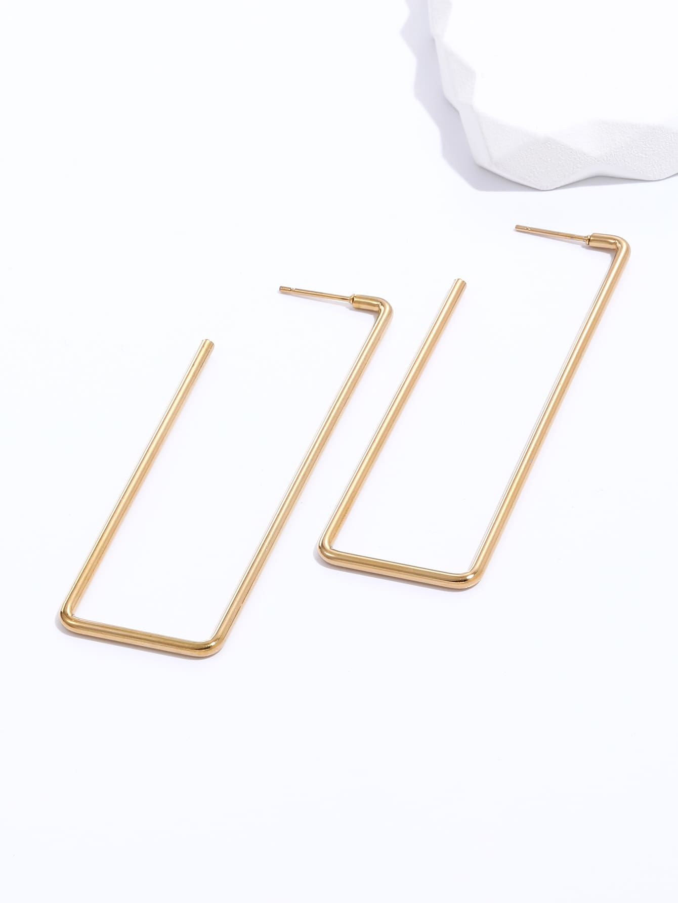1 Piece Fashion Rectangle Plating 201 Stainless Steel 18K Gold Plated Earrings display picture 3