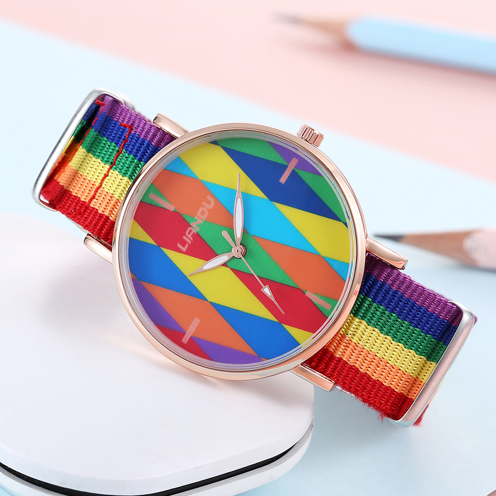 Lady Rainbow Lingge Alloy Nonwoven Kids Watches display picture 2