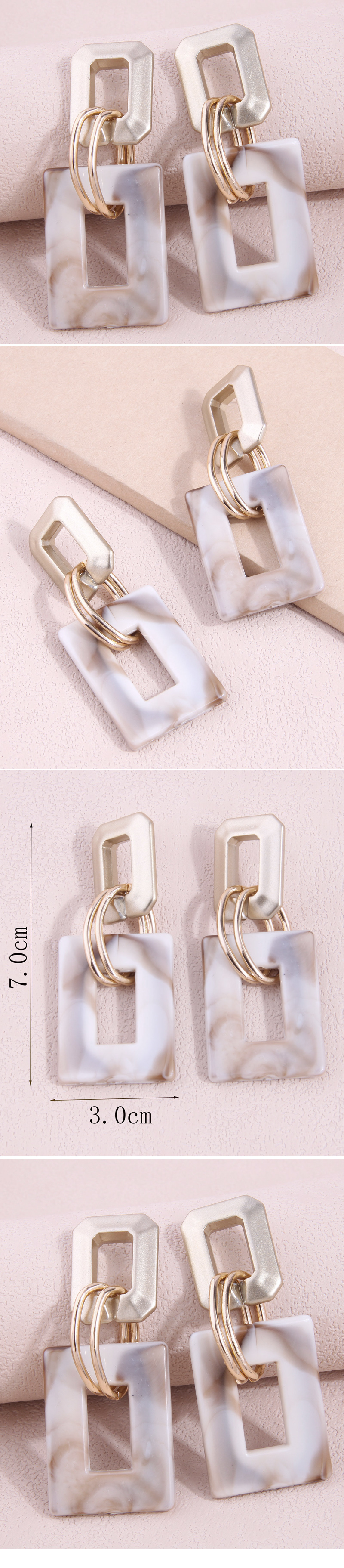 Simple Hollow Geometric Square Temperament Earrings display picture 1