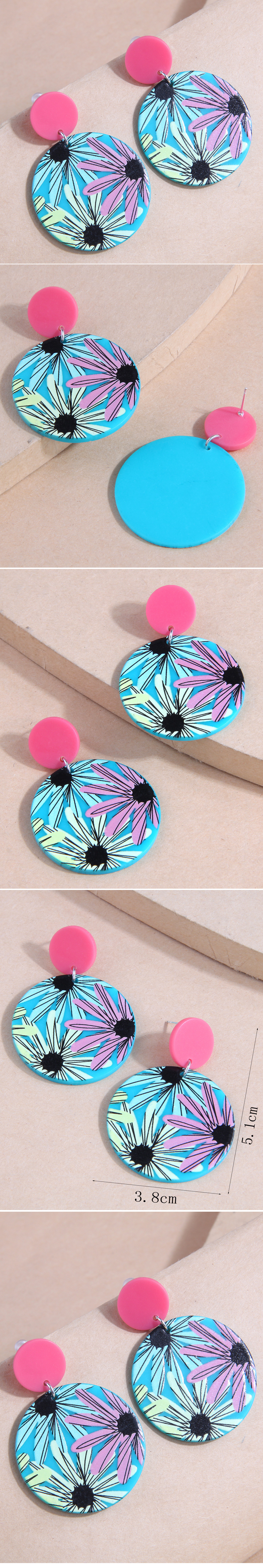 Korean Style Fashionable Simple Resin Accessories Printed Temperament Earrings display picture 1