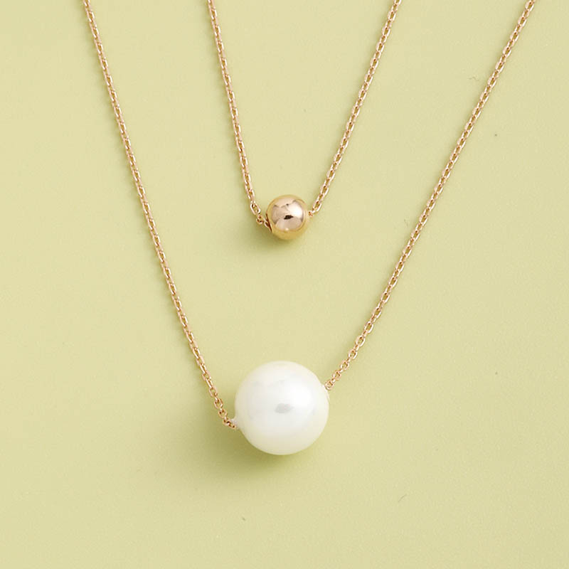 Mode Einfachheit Geometrische Förmigen Perle Anhänger S925 Silber Halskette display picture 1