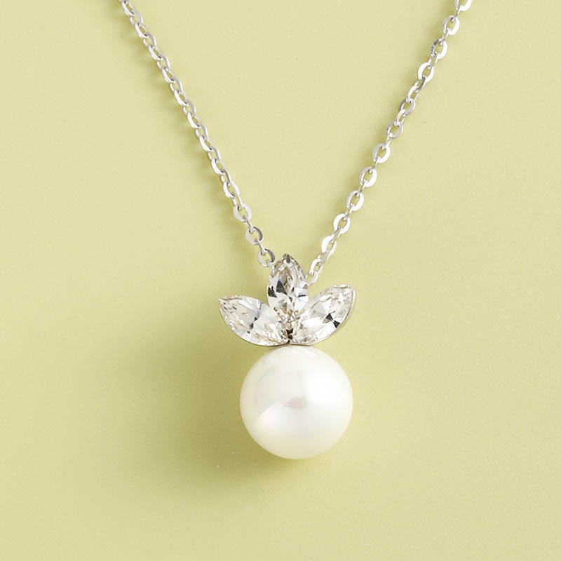 Fashion Simplicity Geometric Shaped Pearl Pendant S925 Silver Necklace display picture 2