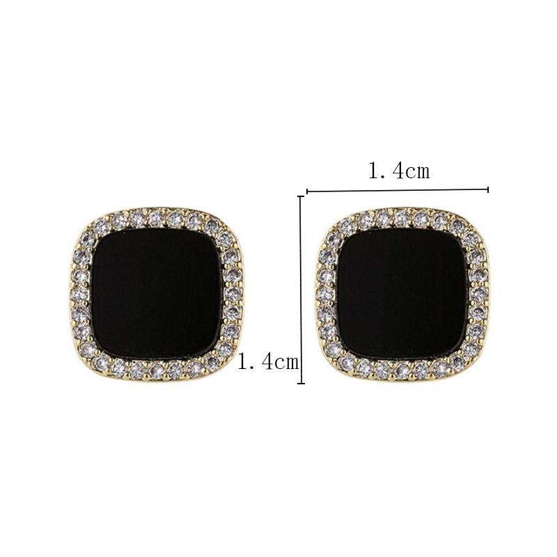 Fashion Ornament Rhinestone Inlaid Square Alloy Stud Earrings display picture 1