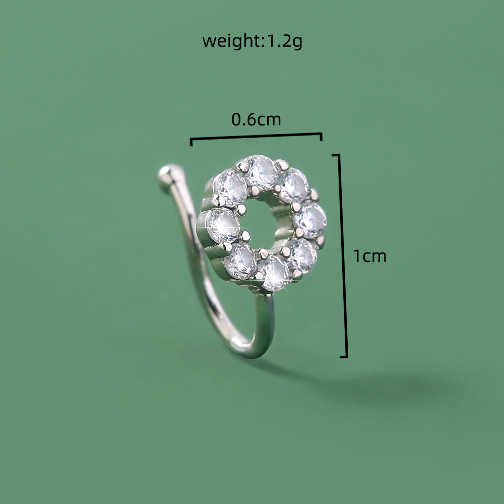 Simple Micro-inlaid Round Zircon Copper Nose Perforation-free Piercing Jewelry display picture 5