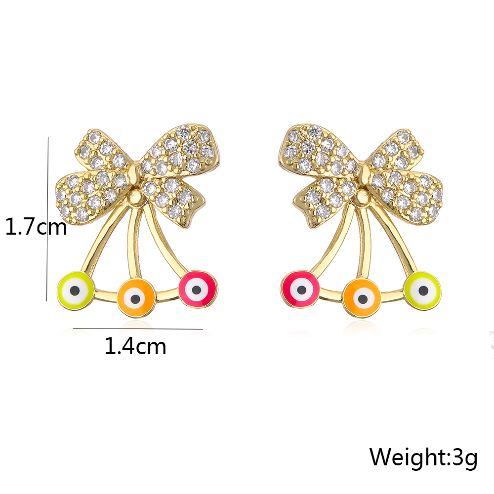 Mode Nouveau Placage De Cuivre 18k Or Micro Incrusté Zircon Arc Géométrique Oreille Goujons De Diable Oeil En Forme De C Boucle D'oreille display picture 5