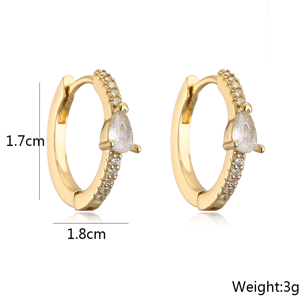 Fashion Simple Vintage Copper Plated Real Gold Micro Inlaid Zircon Geometric Earring display picture 4