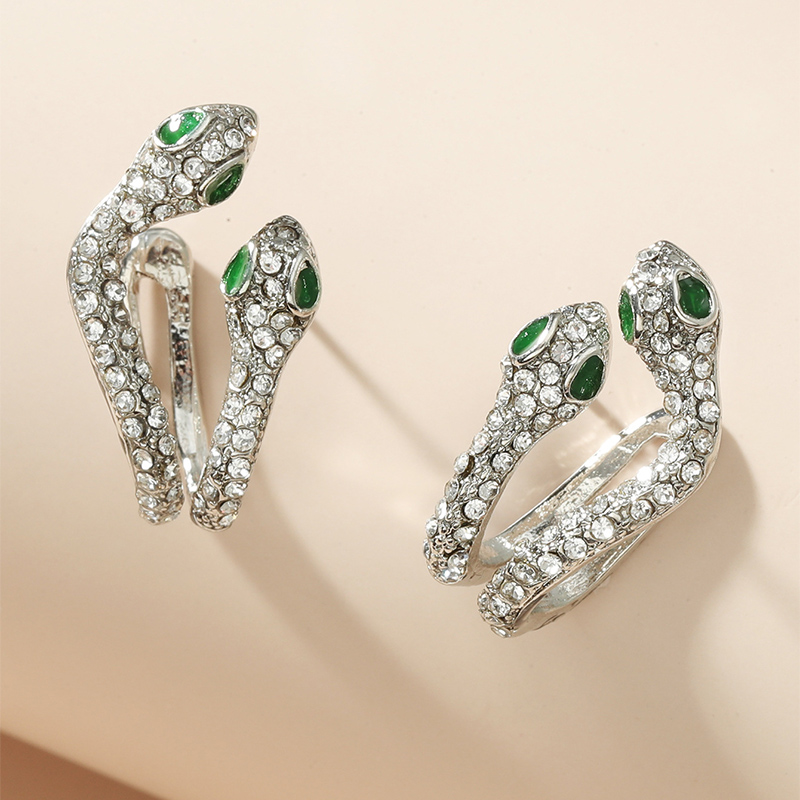 Fashion Ornament Shiny Rhinestone Inlaid Double-headed Snake Stud Earrings display picture 3