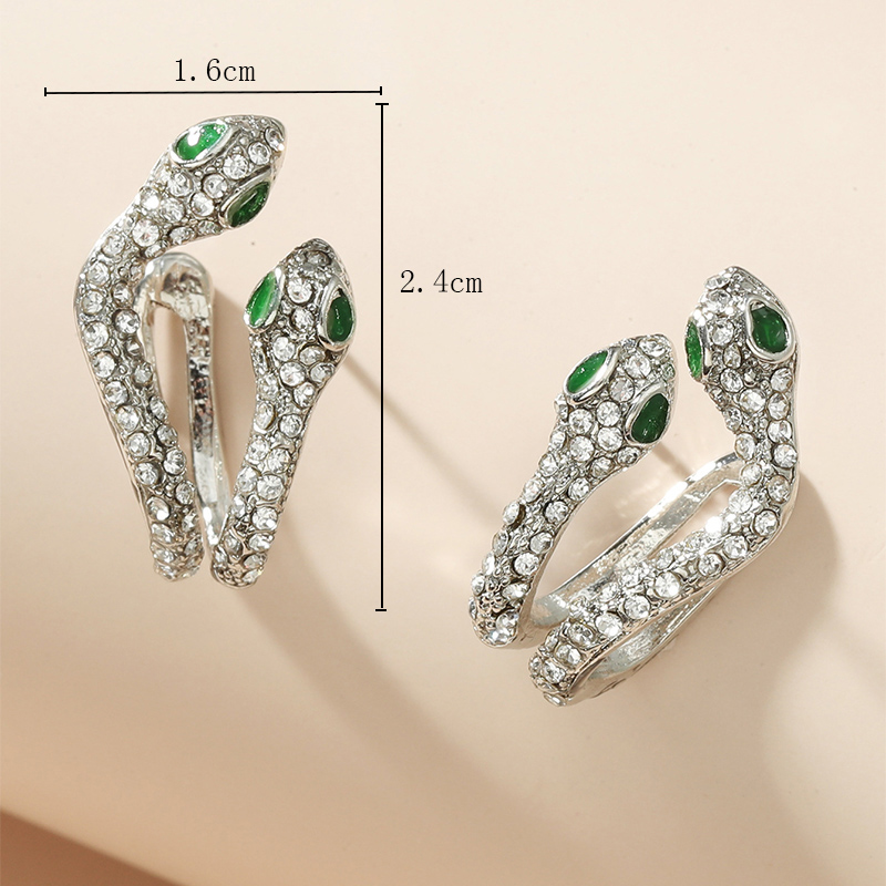 Fashion Ornament Shiny Rhinestone Inlaid Double-headed Snake Stud Earrings display picture 4