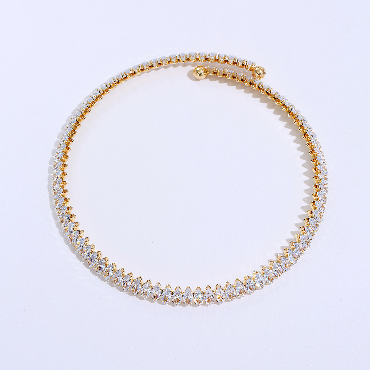 Fashion Simple Geometric Electroplated 18k Gold Inlaid Zircon Copper Collar display picture 1