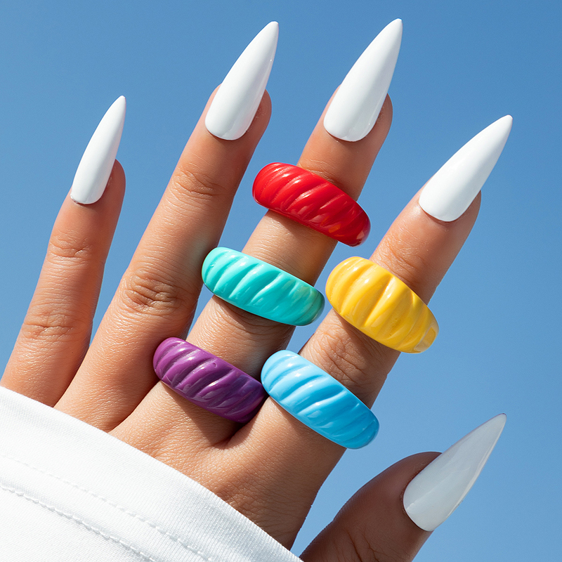 Neue Stil Candy Farbe Harz Breite Offenen Ring display picture 3