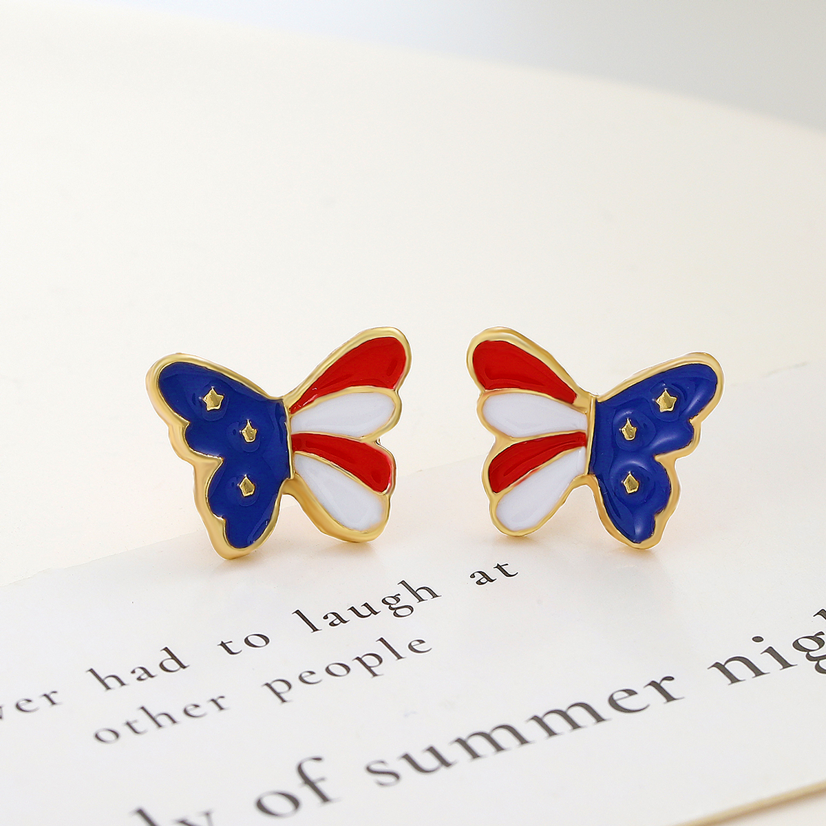 New Style Ladies Sweet Color Three Stars Earrings Dragonfly Butterfly Earrings Flag Color Earrings Wholesale Nihaojewelry display picture 6