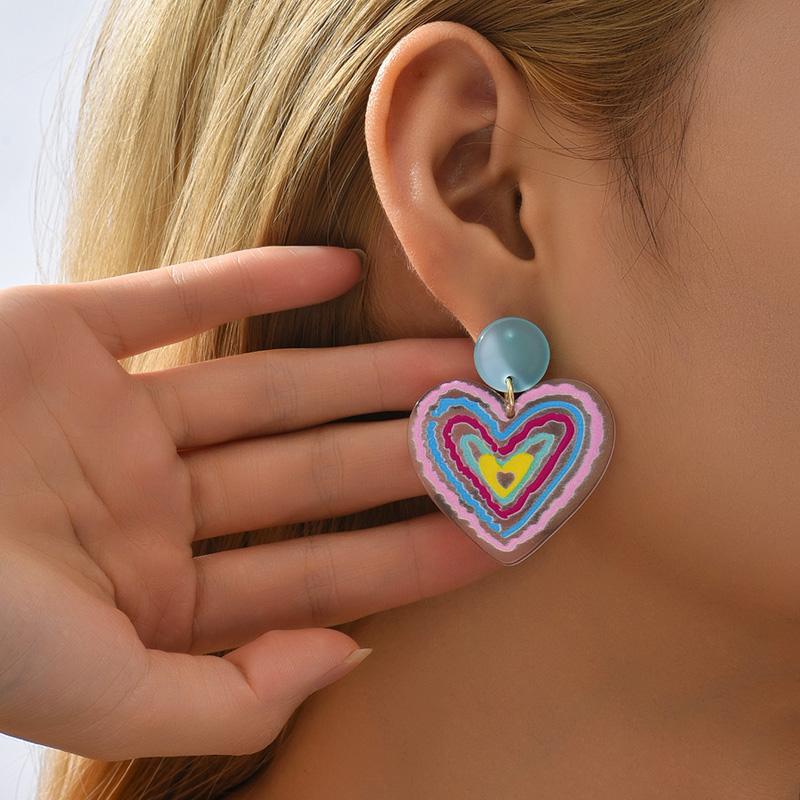 Fashion Colorful Transparent Heart-shaped Contrast Color Simple Earrings display picture 1