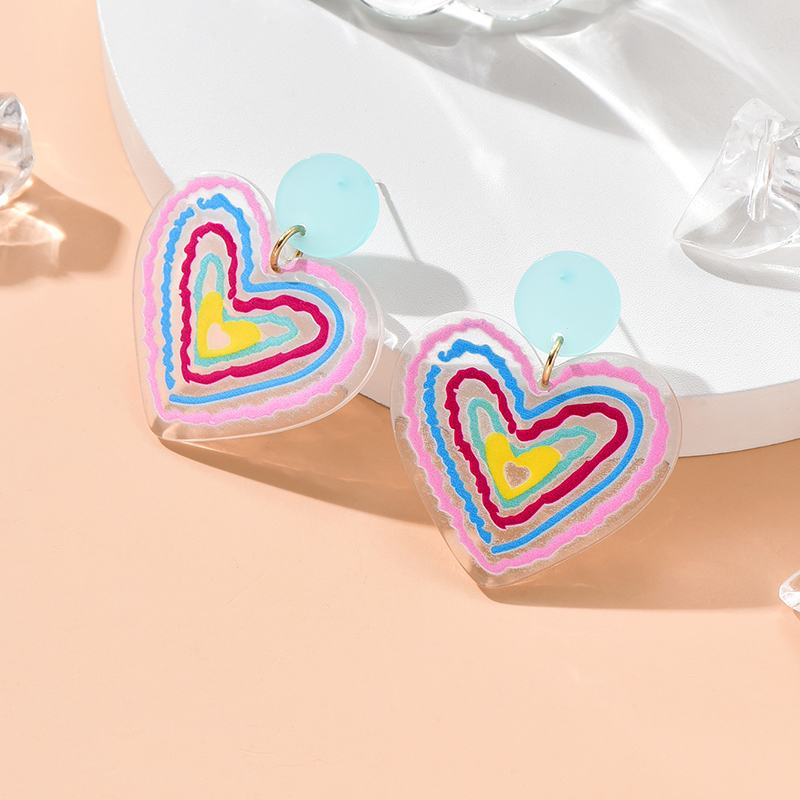 Fashion Colorful Transparent Heart-shaped Contrast Color Simple Earrings display picture 2