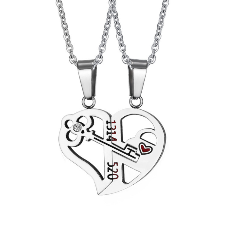 Fashion Ornament Dripping Oil Heart Pattern  Necklace 2-piece Set display picture 3