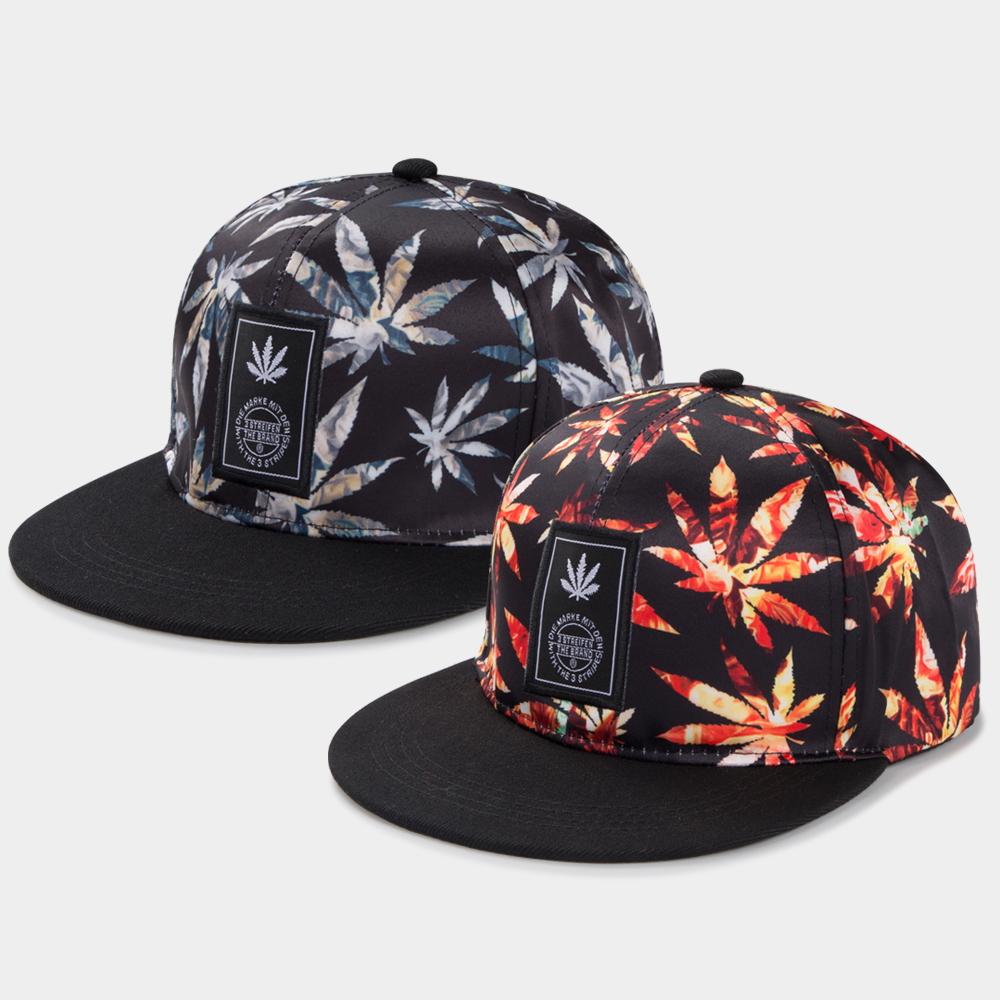 Casual Adjustable Embroidery Maple Leaf Printing Flat Brim Baseball Cap display picture 1