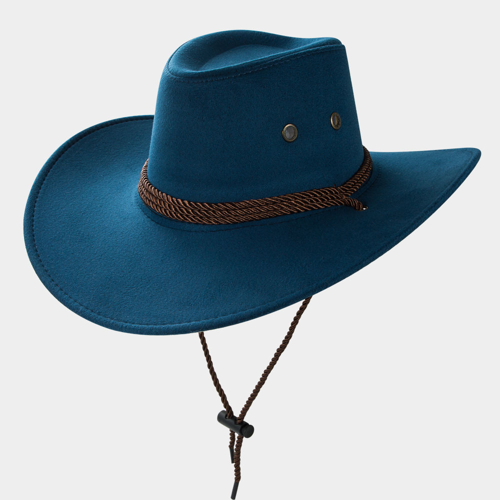 Cowboy Fedora Hat Big Brim Cowboy Hat Suede Outdoor Sun Hat Men's Riding Hat display picture 2