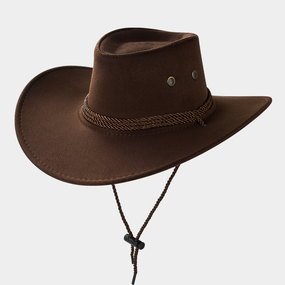 Cowboy Fedora Hat Big Brim Cowboy Hat Suede Outdoor Sun Hat Men's Riding Hat display picture 8