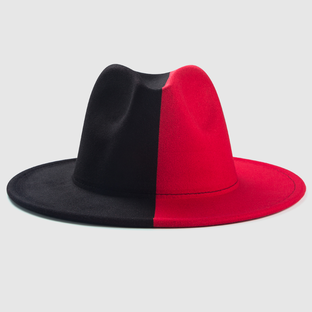 Color Matching Hat Men's New Two-color Big Brim Fedora Hat Double-sided Woolen Fashion Felt Cap display picture 3