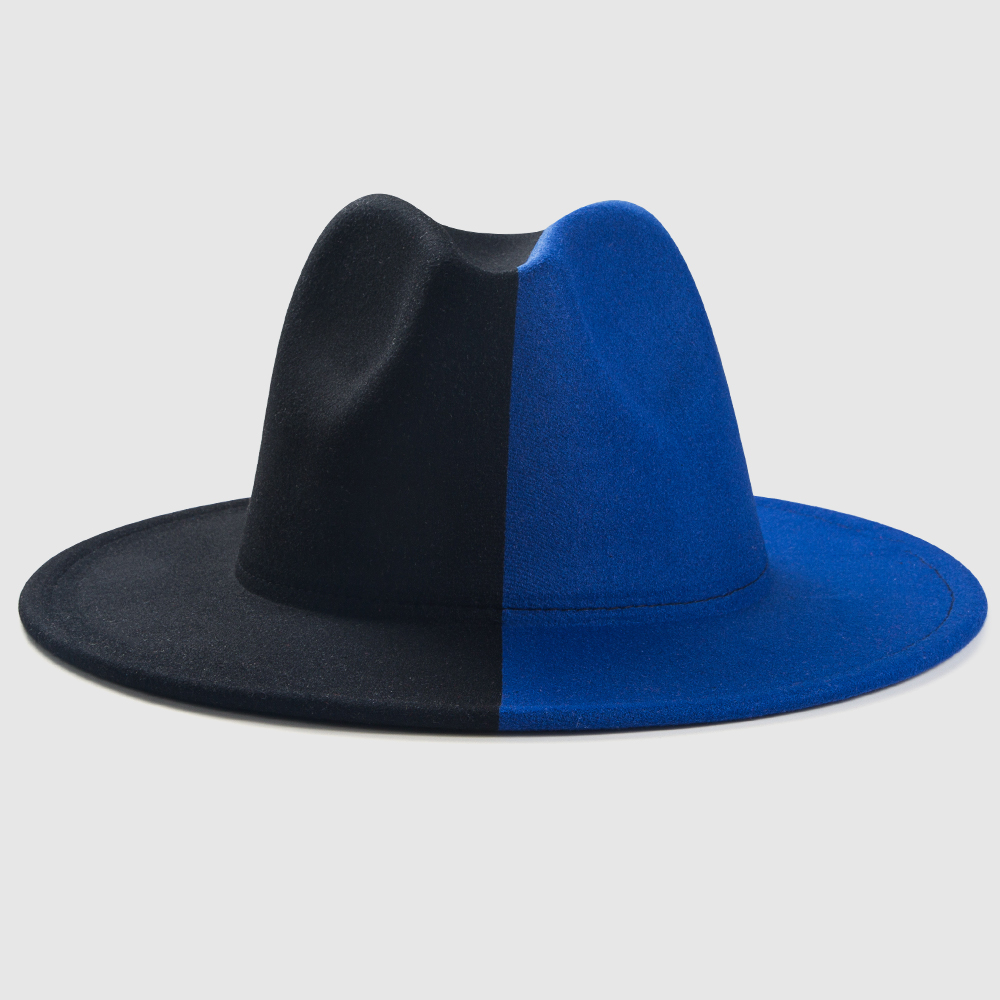 Color Matching Hat Men's New Two-color Big Brim Fedora Hat Double-sided Woolen Fashion Felt Cap display picture 4