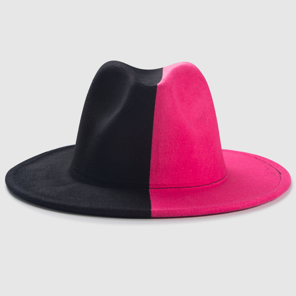 Color Matching Hat Men's New Two-color Big Brim Fedora Hat Double-sided Woolen Fashion Felt Cap display picture 5